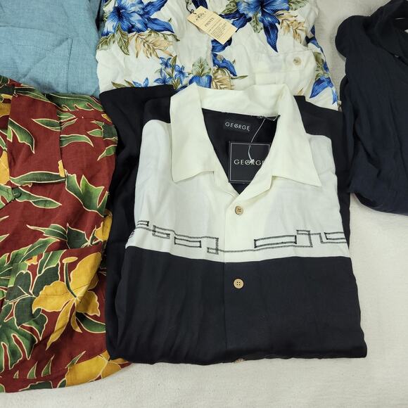 Vintage Hawaiian Shirt Mens Sz Large Lot of 5 Rayon Linen Silk NWT Y2k Summer - Picture 3 of 12